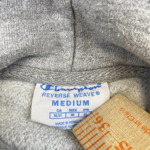 Champion Big Logo Gray Reverse Weave Hoodie Size Medium Heavyweight - Picture 5 of 11
